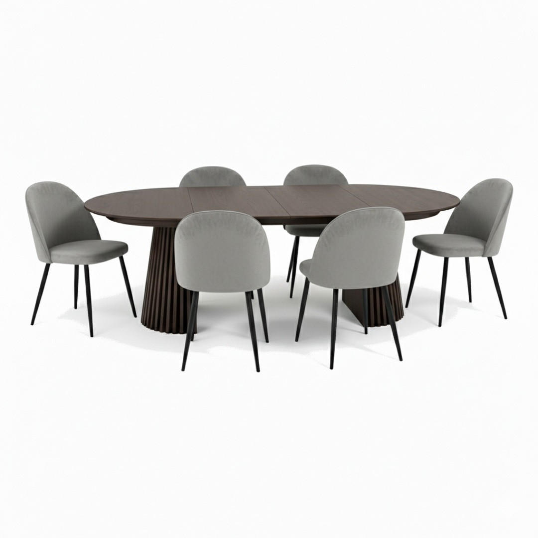 TISCHGRUPPE Smoked - Eichefarben/Grau, Holzwerkstoff/Textil (120/75/120cm) - ebuy24