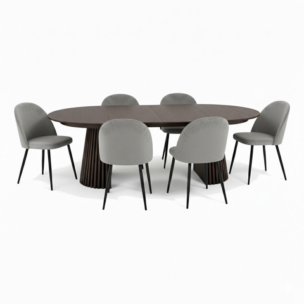 TISCHGRUPPE Smoked - Eichefarben/Grau, Holzwerkstoff/Textil (120/75/120cm) - ebuy24