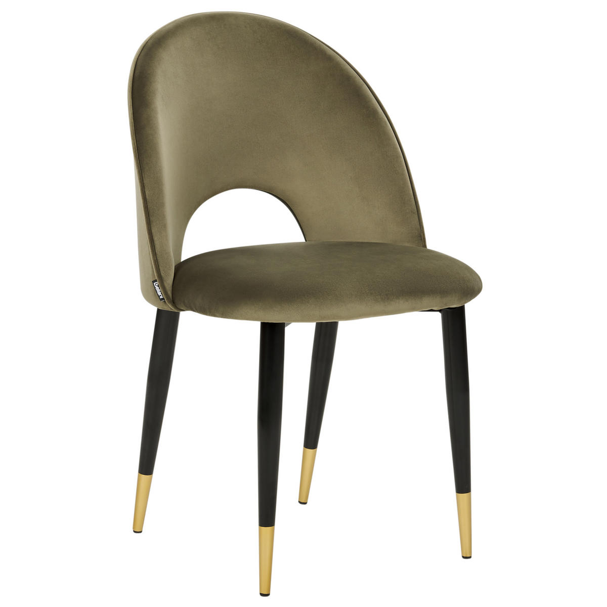 ESSZIMMERSTUHL 2er-Set Samtstoff olivgrün Magalia - Goldfarben/Schwarz, Textil (47/84/45cm) - Beliani
