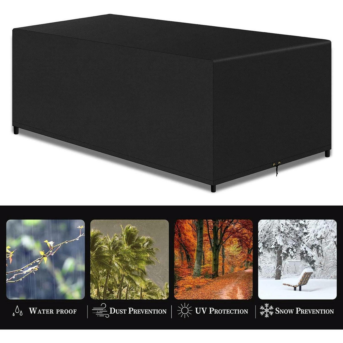 GARTENMÖBEL Abdeckhaube Rechteckig Schwarz 170 x 94 x 70 cm - Schwarz, Textil (170/71/95cm)