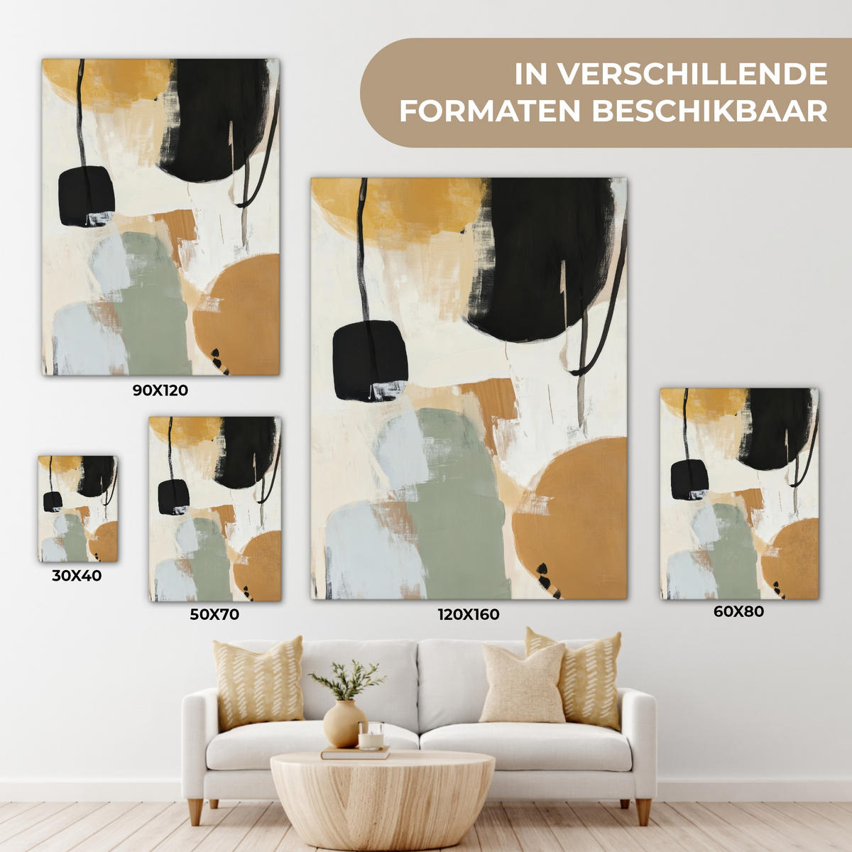 LEINWANDBILD Farbe - Abstrakt - Farben Wandbild Wohnzimmer 60x80 cm - Currygelb, Textil (60/80cm) - MuchoWow
