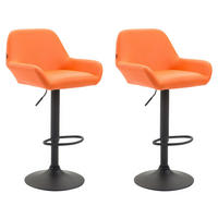 BARHOCKER 2er Set Lederlook orange - Schwarz/Orange, Textil/Metall (51/89/52cm) - CLP
