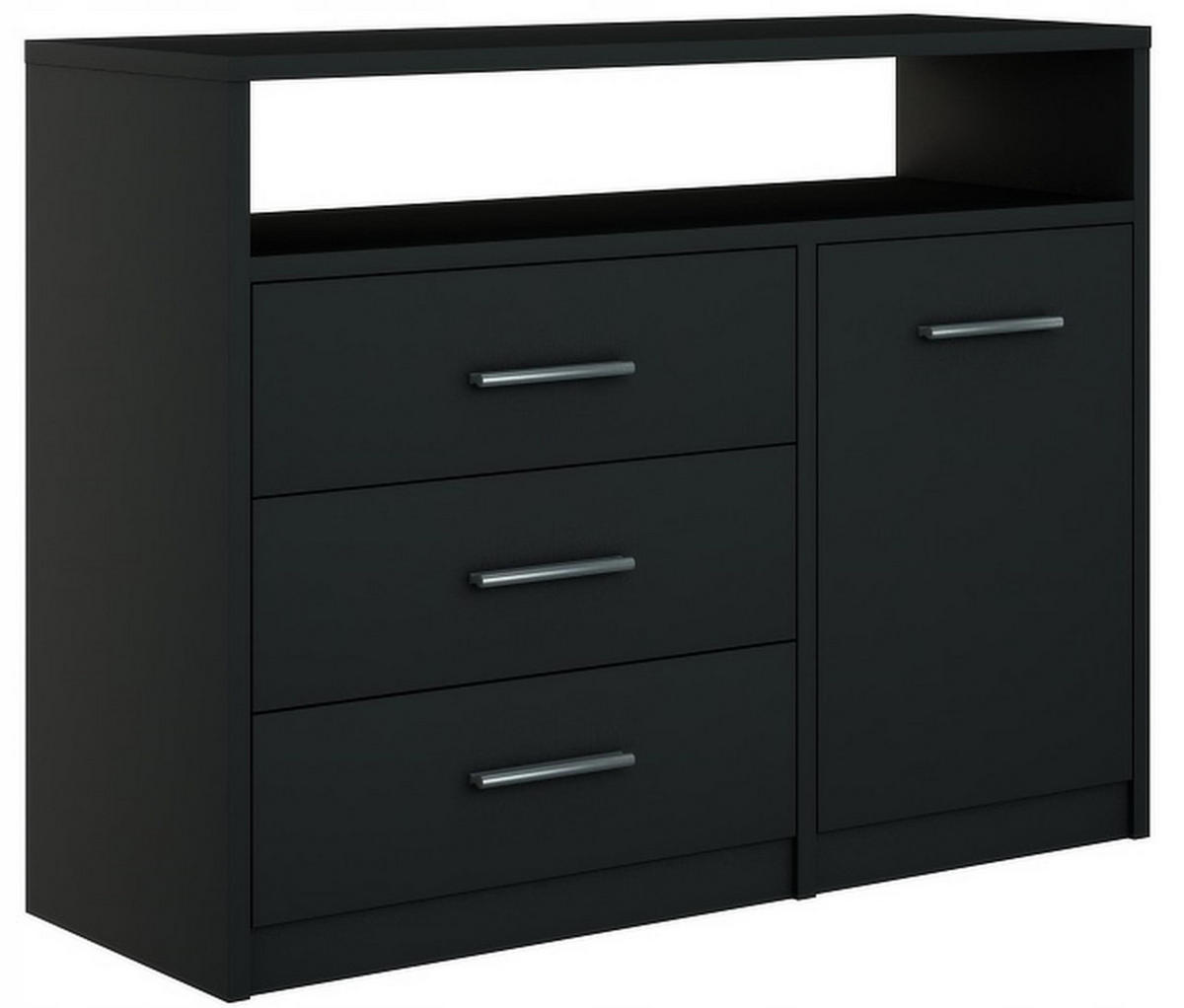 KOMMODE Bodo 1D3SO Schwarz 98/35/75 cm - Schwarz, Holzwerkstoff (98/75/35cm) - Matkam Möbel