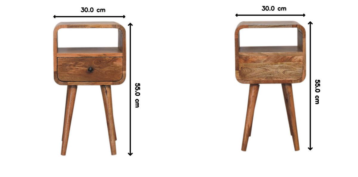 NACHTTISCH mit offenem Fach, 1 Schublade, 1 Offenes Fach, Beige - Messingfarben/Braun, Holz/Metall (30/55/30cm) - Artisan Furniture