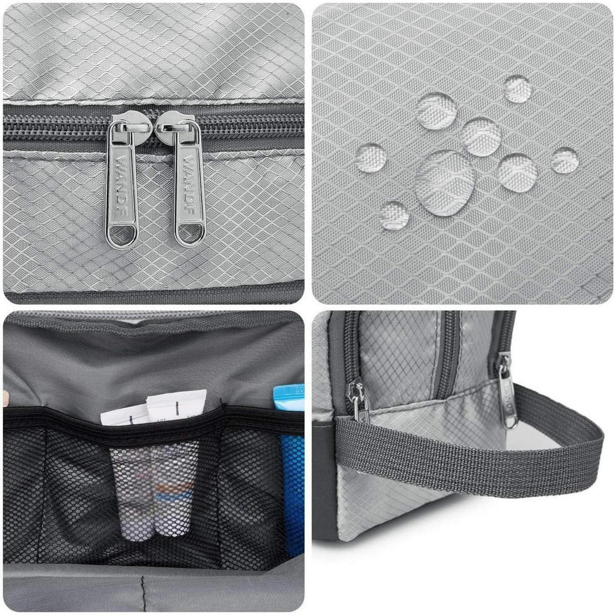 KULTURBEUTEL als vielseitige Kulturtasche, grau - Grau, Textil (5/2/5cm)