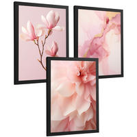 PLAKAT Sada 3 Fuchsia Pink A4 Černý rám - černá, papír (29.7/1/21cm) - Nacnic
