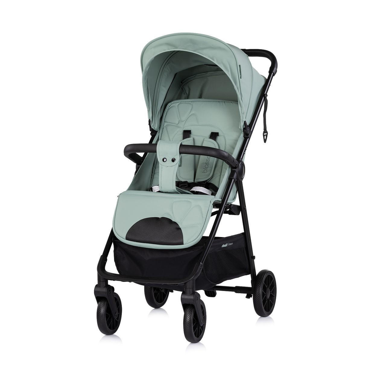 KINDERWAGEN Blossom grün Stoßdämpfer verstellbare Rückenlehne Korb bis 22kg - Grün, Metall (76/47/97cm) - Chipolino