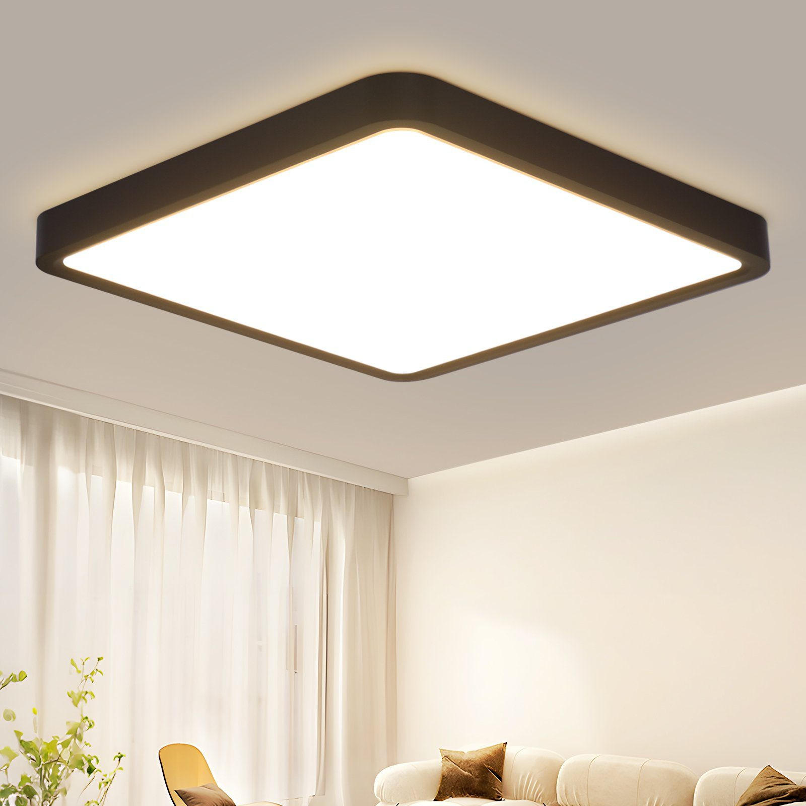 LED-DECKENLEUCHTE Sarah 23/23/2cm - Schwarz, Kunststoff (23/23/2cm) - ZMH