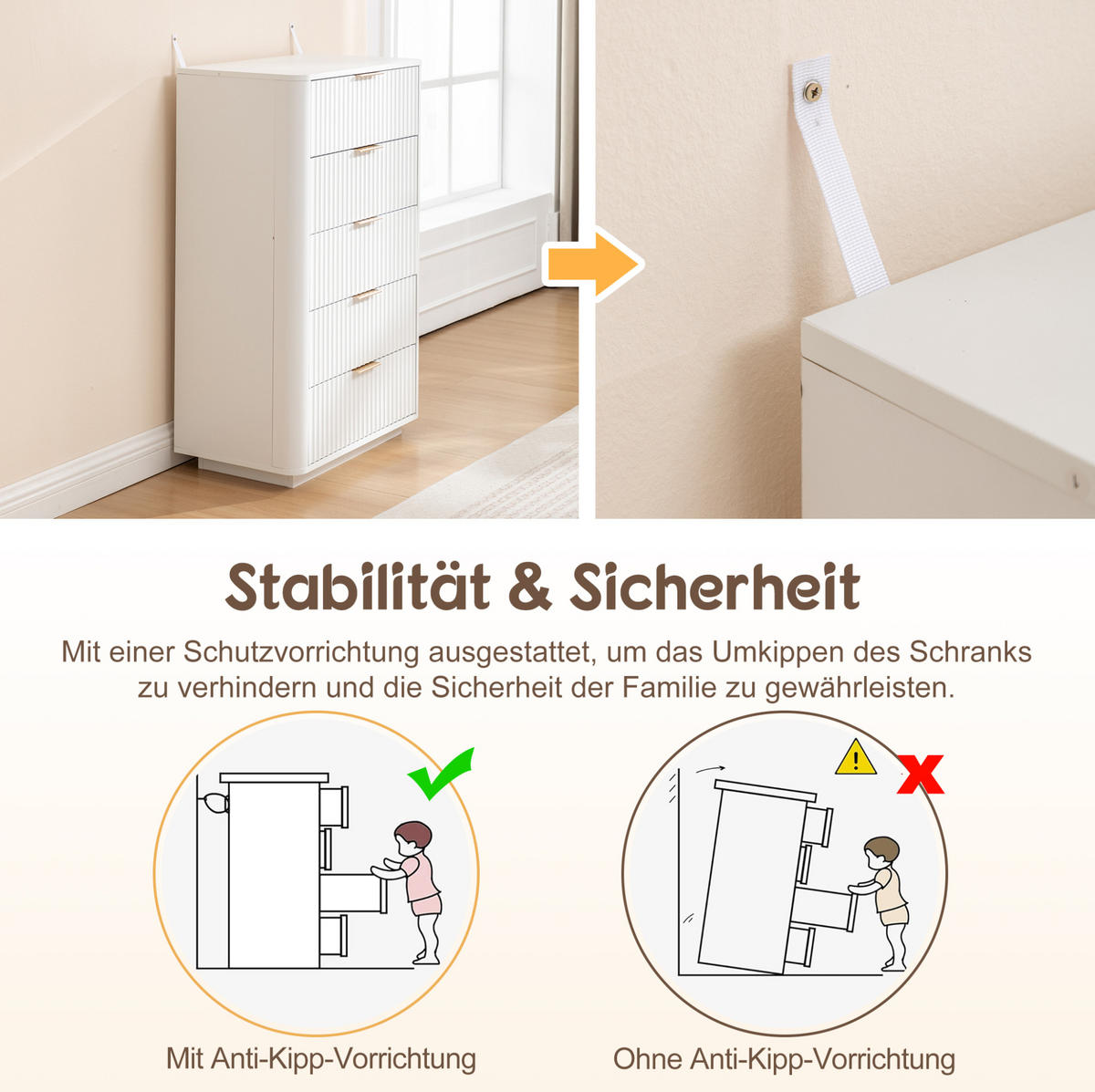KOMMODE in Weiß 70x40x108 cm mit 5 Schubladen und Soft-Close-Funktion - Weiß, Holzwerkstoff (40/108/70cm) - IVMEU