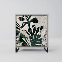 SIDEBOARD VERDURE FORMATION, Grau, 57,5x42x67,5 cm, Schwarze Metall-Rahmenfüße - Multicolor/Schwarz, Holzwerkstoff/Metall (57.5/67.5/42cm) - SpaceRebels