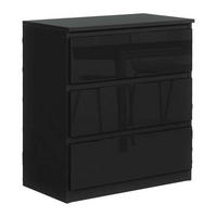 KOMMODE NUDO 70/78,5/39cm mit 3 Schubladen Türen Schwarz - Schwarz Hochglanz/Schwarz, Holzwerkstoff (70/78.5/39cm) - MASSENO