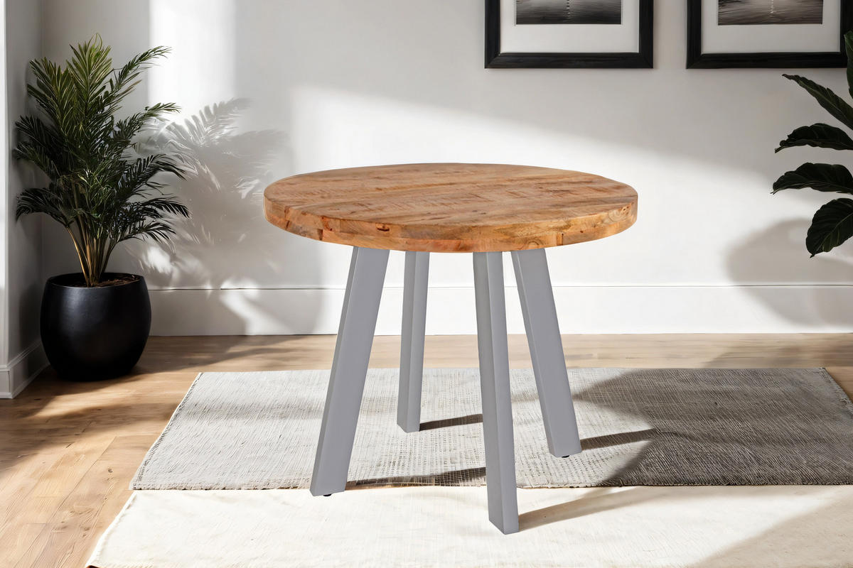 ESSTISCH ADELINA - Beige/Silberfarben, Holz/Metall (140/140/77cm) - SAM