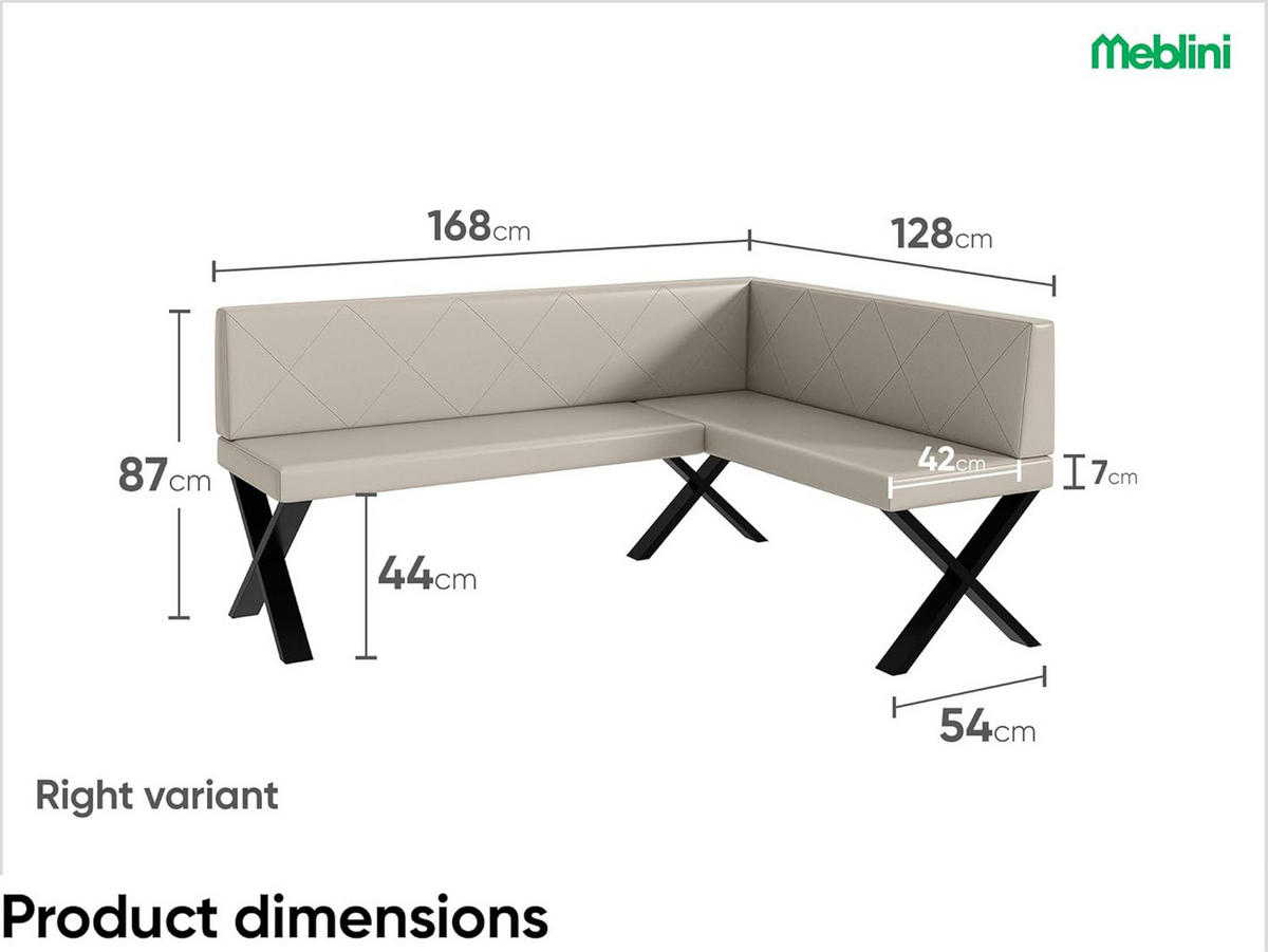 ECKBANK ERIC_X - Beige, Leder (128/168cm) - Meblini