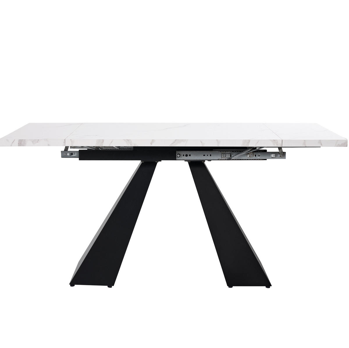 ESSTISCH 99-159/74/77 cm ausziehbar mit MDF-Tischplatte, breiter Arbeitsfläche und Carbonstahl-Beinen, Weiß/Schwarz - Weiß, Holzwerkstoff (159/74/77cm) - Redom
