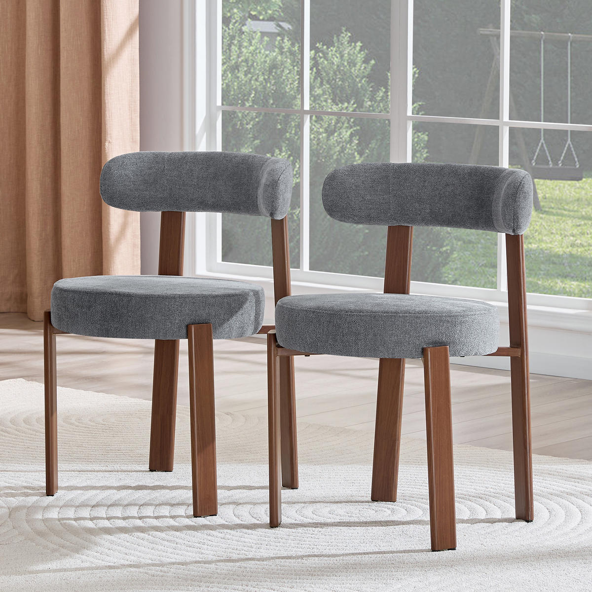 ESSZIMMERSTUHL 2er-Set mit Bügellehne, Grau - Grau, Textil (51.5/79/57cm)