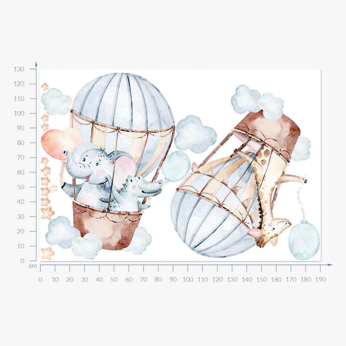 WANDAUFKLEBER 130x190cm - Pastellfarbene Ballons - Multicolor, Kunststoff (130/190/0.1cm) - Wallfluent