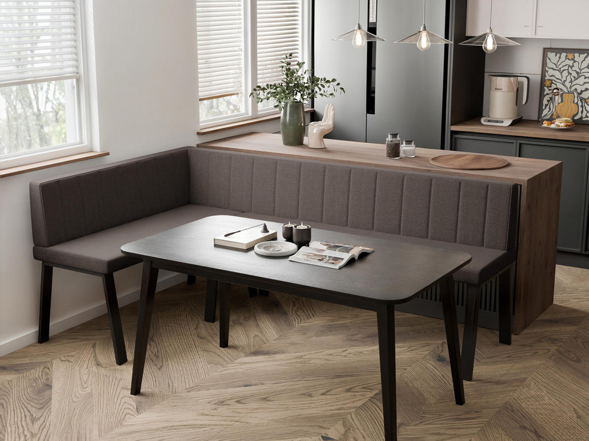 ECKBANK links MONO Y Webstoff gesteppt, 142/196 cm Braun - Braun, Textil/Metall (142/196cm) - Idohome