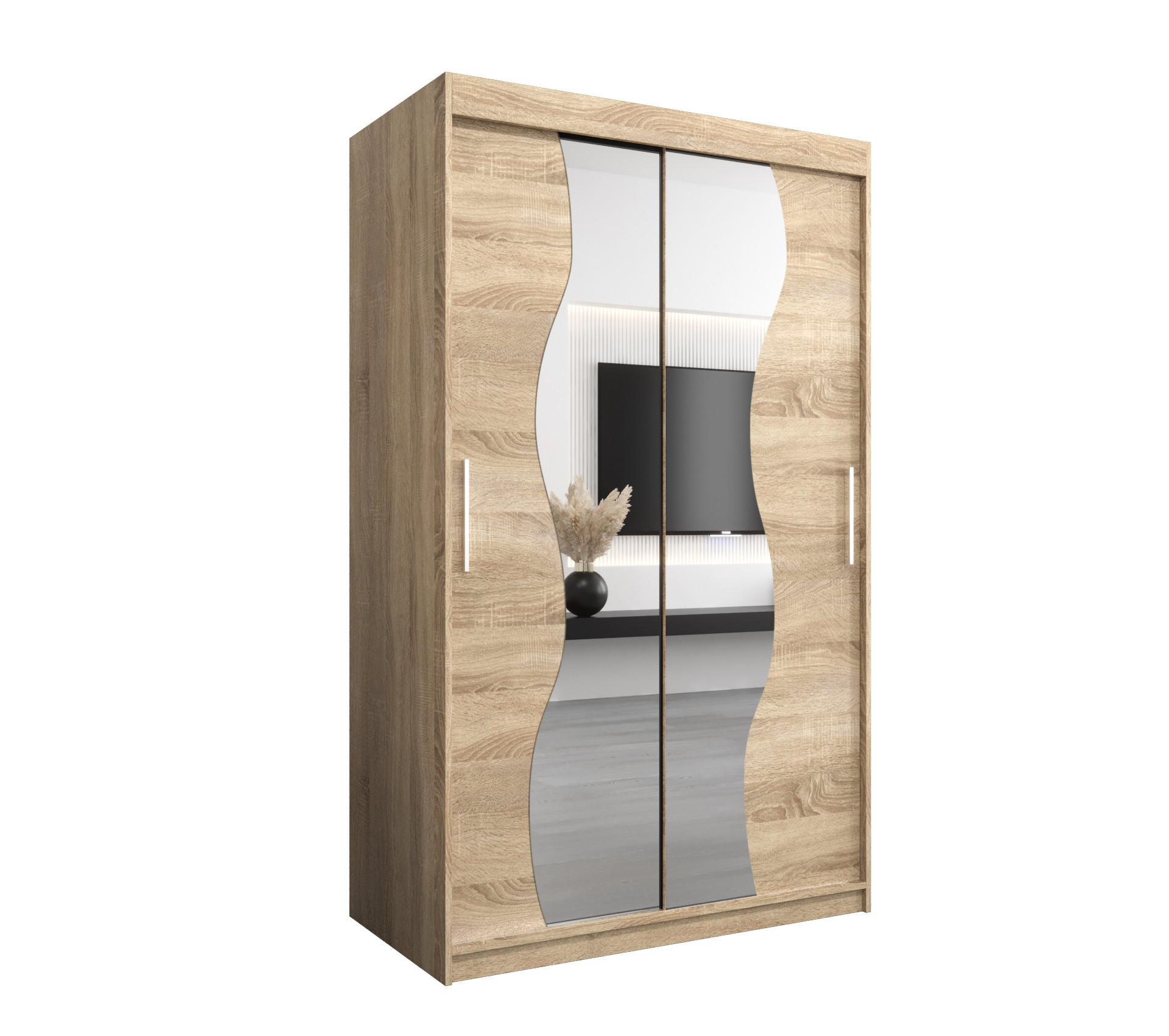 Möbel Kryspol Schwebetürenschrank Sonoma Eiche, Sonoma Eiche 120x200x62 cm