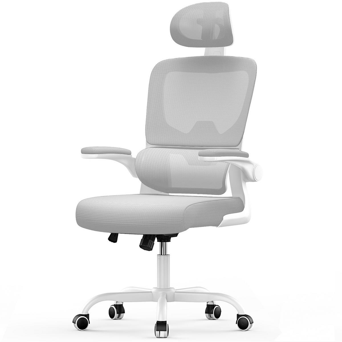 COMPUTERSTUHL drehbar, Wippfunktion – Grau - Grau, Metall (54/127/54cm) - Rattantree