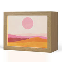 TISCHLEUCHTE Hügel - Orange - Sonne - Abstrakt 20x15 cm - Chromfarben, Holzwerkstoff (8/20/15cm) - OnlyWow