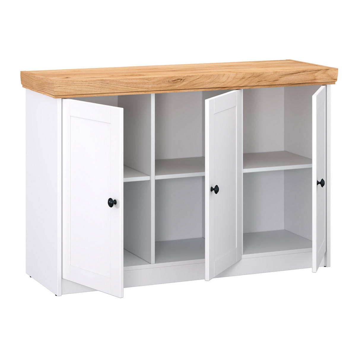 SIDEBOARD 134/82/41 cm weiß Eiche - Schwarz/Weiß, Holz/Metall (134/82/41cm) - Homestyle4u