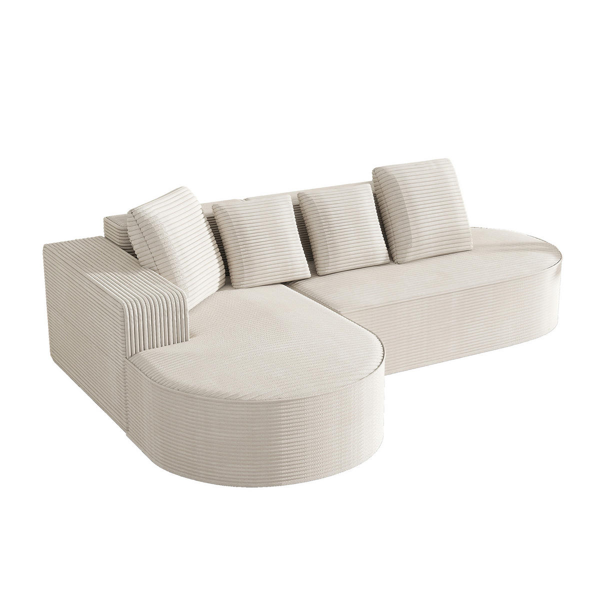 MODULARES Ecksofa Cord Sitzhöhe 40,5 cm 265/165/67 cm Weiß - Weiß, Textil (165/265cm) - Redom