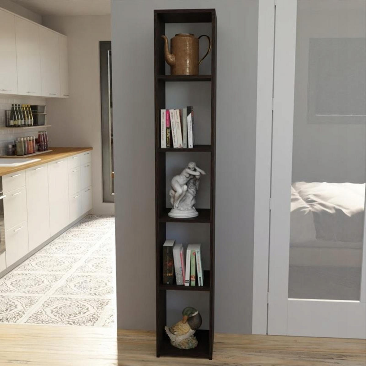 BÜCHERREGAL 180 EX3 Wenge 30/30/180 cm - Wengefarben, Holzwerkstoff (30/180/30cm) - Matkam Möbel