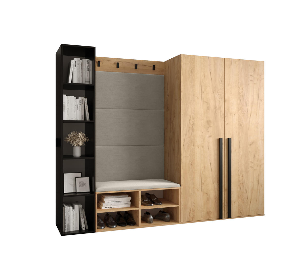 GARDEROBEN-SET 214/184/42 - Eichefarben/Creme, Holz/Kunststoff (214/184/42cm) - MÖBEL KRYSPOL
