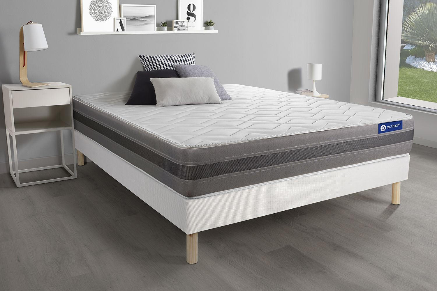 BETT Actimemo relax Memory-Schaum 140 x 220 cm h2 - Kit Bettgestell Weiß - Beige/Weiß, Holz (140/220cm) - ACTISOM