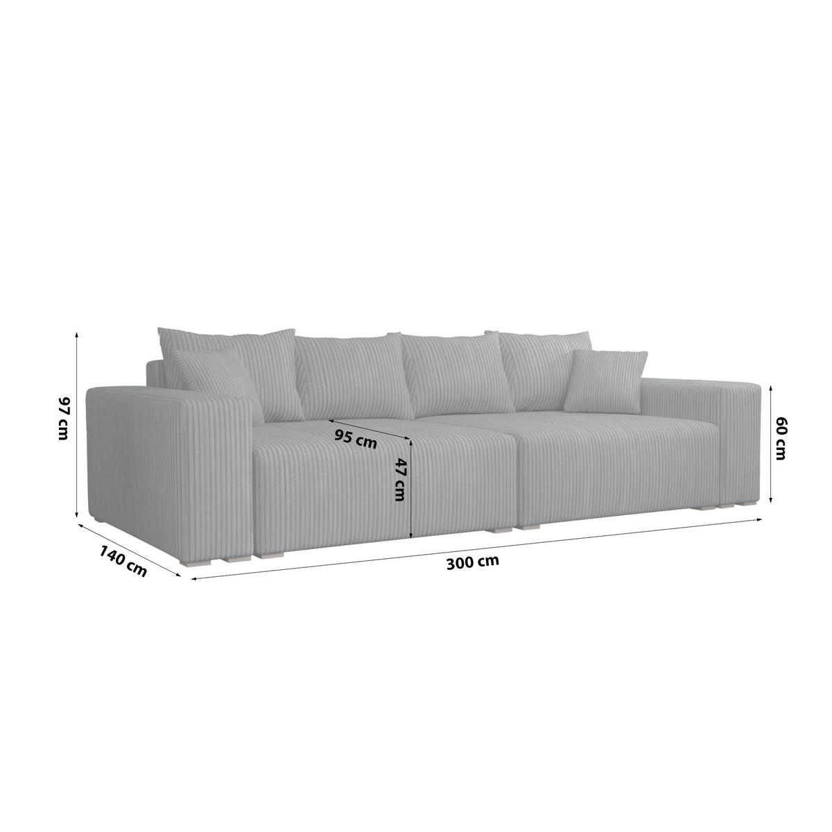SCHLAFSOFA Couch Elstra Grau - Grau, Textil (300/97/140cm) - Fedve
