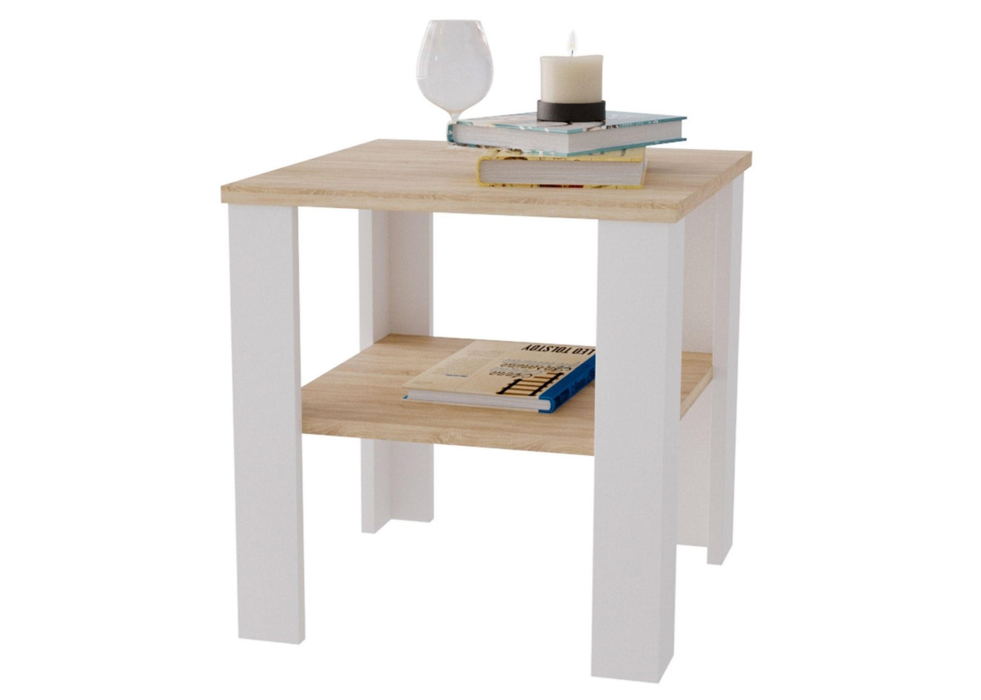 COUCHTISCH Lara53 53/47/53 - Weiß/Sonoma Eiche, Holzwerkstoff (53/53/47cm) - RAUMHIRSCH FURNITURE