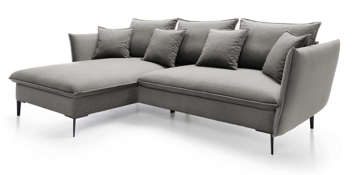 ECKSOFA Flavio mit Schlaffunktion, Bettkasten 260 cm, Links, Dunkelgrau - Dunkelgrau, Holz (258/167cm) - Emporius