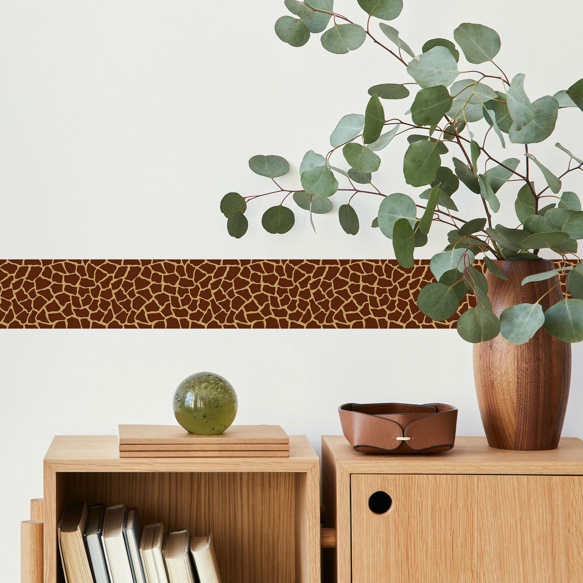 TAPETENBORDÜRE selbstklebend TIERMUSTER Giraffenflecken Giraffe Spots - Braun, Papier (10/300/300cm) - Muralo