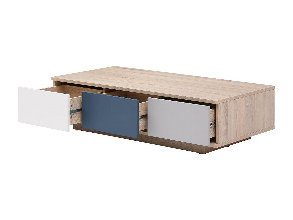 COUCHTISCH mit 3 Schubladen & 1 Ablagefach - Mehrfarbig - FILUTIA - Naturfarben, Holz (120/60/32cm) - Vente-Unique