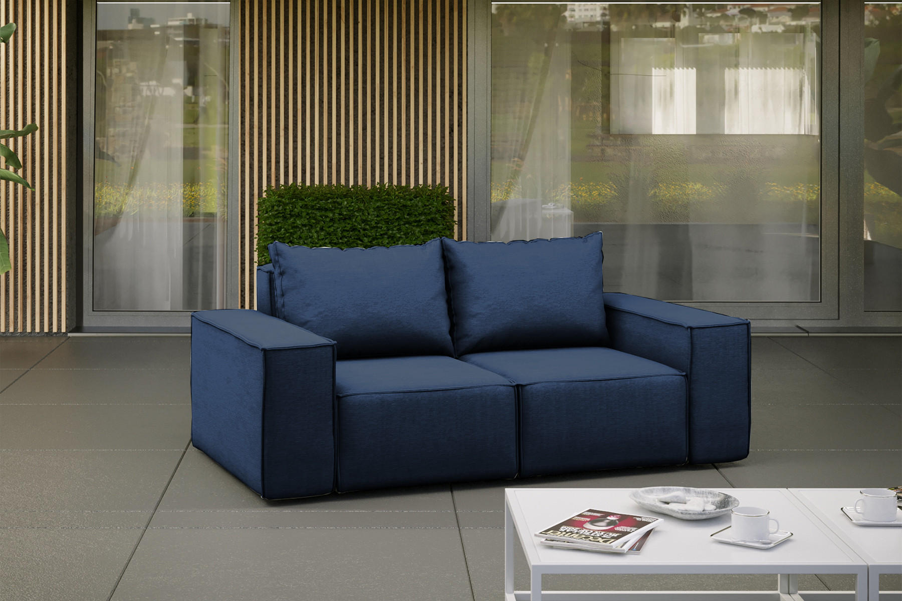 GARTENSOFA Sofa Für Den Garten SONNE Marineblau - Blau, Holz (180/73/88cm) - Kaiser Möbel