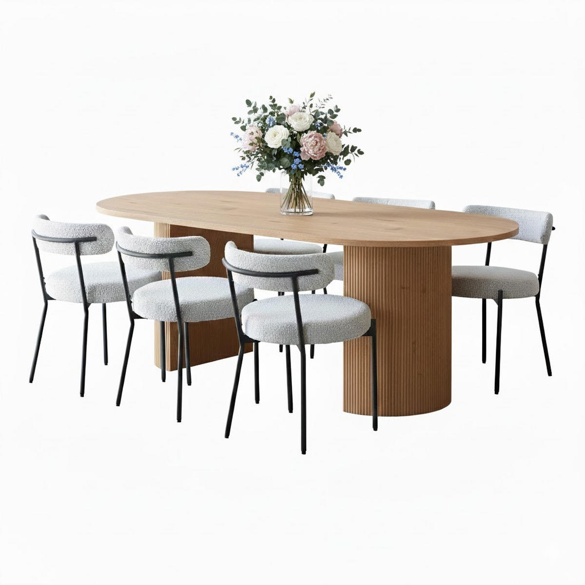 ESSGRUPPE 7-TLG. Kyoto Naturfarben, Weiß - Naturfarben/Weiß, Textil/Metall (210/75/100cm) - ebuy24