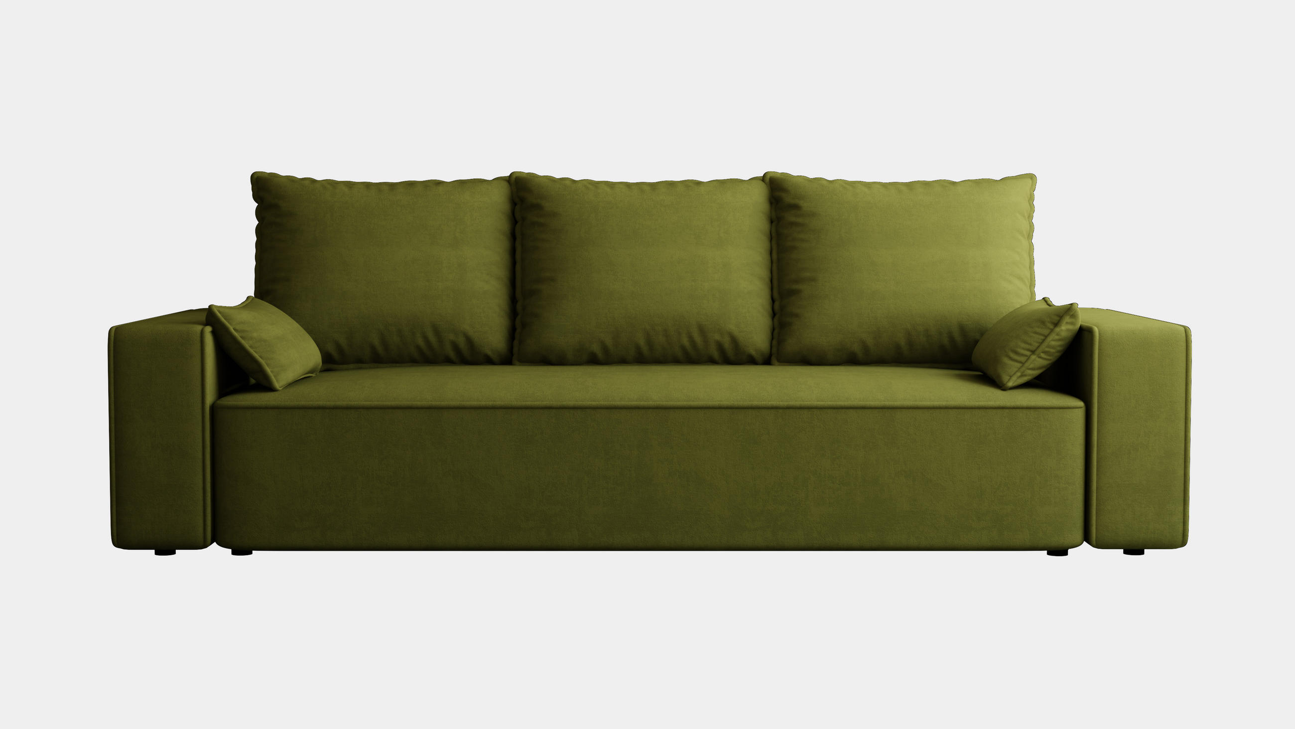 SOFA Veno mit Bettkasten und Schlaffunktion, Velourstoff - Olivgrün, Holzwerkstoff (242/85/95cm)