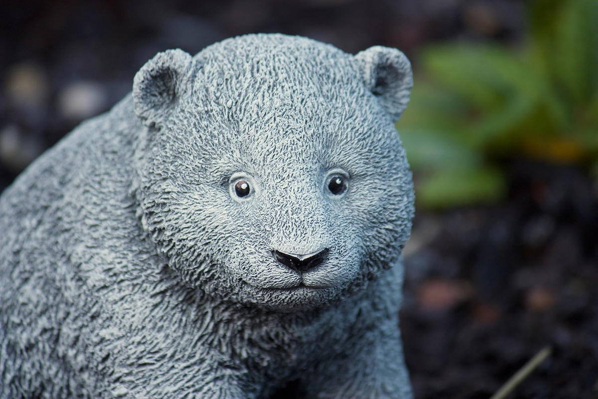 STEINFIGUR Kleiner Bär Bärchen Panda, Frostfest, massiver Steinguss - Grau, Stein (10/12/14cm) - stoneandstyle