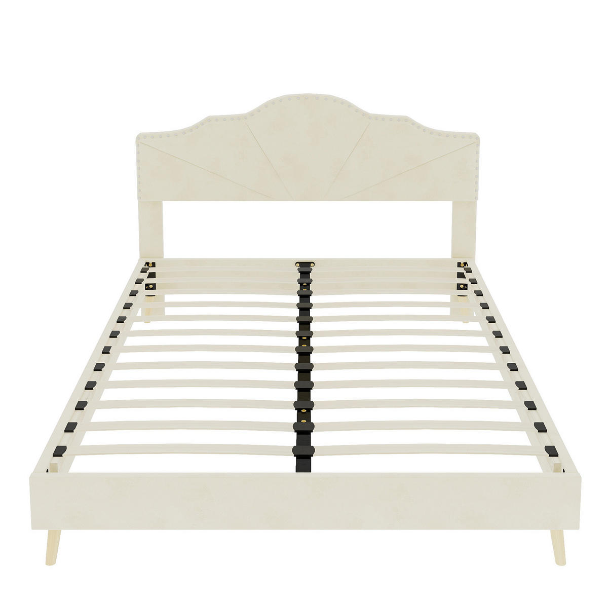POLSTERBETT 160/200 cm DE-32963 mit Kopfteil und Matratze Beige - Beige, Metall (160/200cm) - ComfortXL