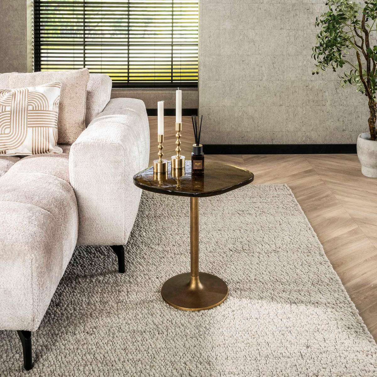 BEISTELLTISCH Eclipse Gold 42/53/50 cm - Goldfarben, Glas (42/53/50cm) - Hoyz Collection