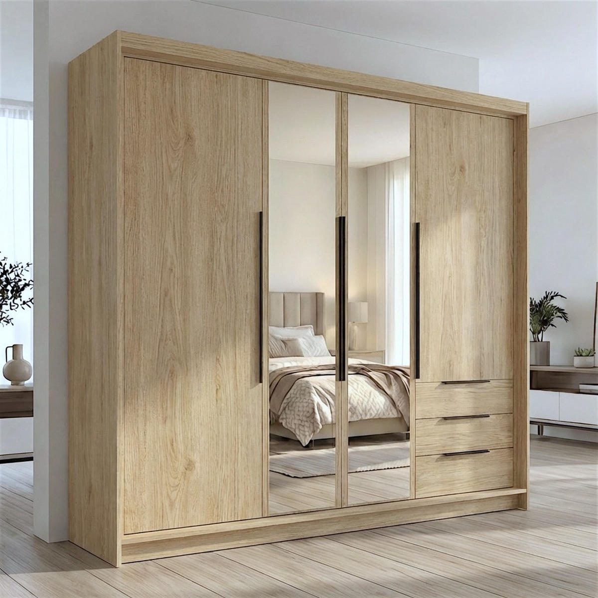 DREHTÜRENSCHRANK VIVO 200 cm Farbe: Sonoma | Sonoma | Sonoma - Braun, Holzwerkstoff/Metall (200/215/59.5cm) - A&J MöbelLand