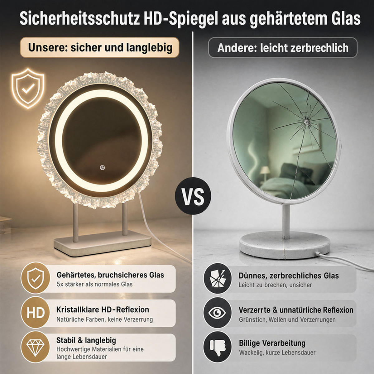 SPIEGELLAMPE 12/40/48cm - Weiß, Glas (12/48/40cm) - Nettlife
