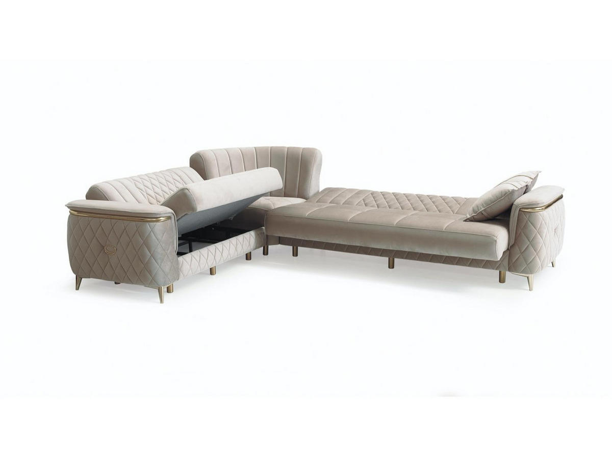 ECKSCHLAFSOFA Pasadena Beige - Langer Schenkel Rechts - Beige, Holzwerkstoff/Kunststoff (245/315cm)