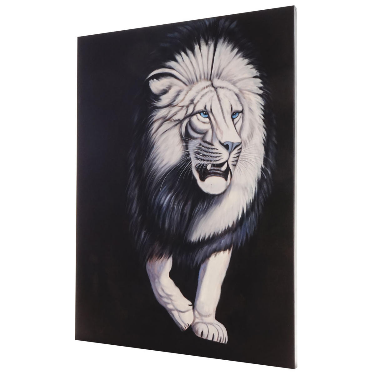 ÖLGEMÄLDE WEIßER LÖWE HANDGEMALT Mehrfarbig - Multicolor, Textil (90/120cm) - MCW