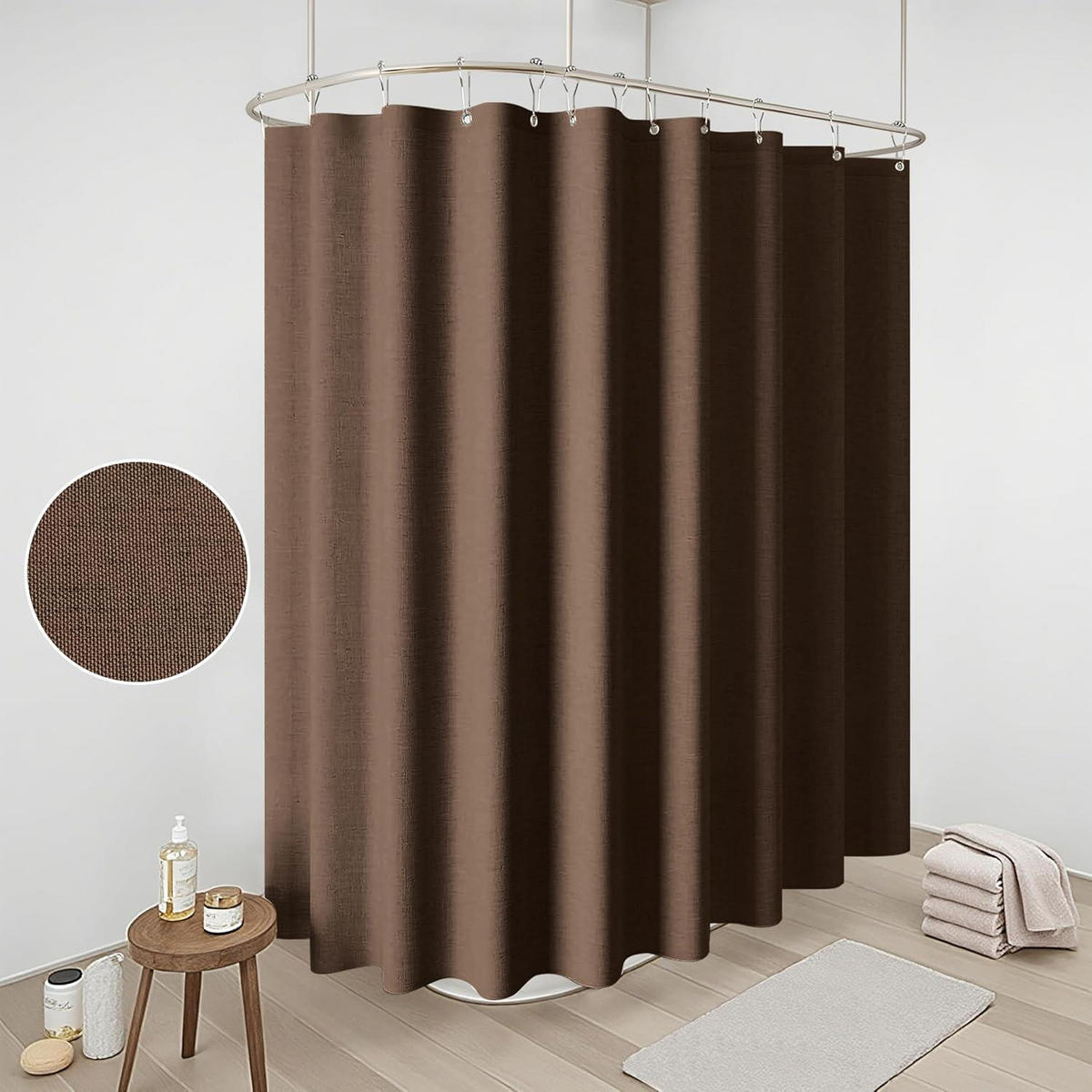 DUSCHVORHANG Leinen 275 x 182 cm Braun - Braun, Textil (275/182cm)