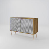 SIDEBOARD CONCRETE ZIG ZAG, Eicheneffekt, 111x42x77,5 cm, 2 Türen - Eichefarben/Buchefarben, Holzwerkstoff/Buchenholz (111/77.5/42cm) - SpaceRebels