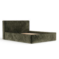 POLSTERBETT Lounge Olivenfarbe 180/200 cm im Chenille-Stoff - Naturfarben/Olivgrün, Holz/Holzwerkstoff (180/200cm) - Maison de Reve