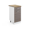 KÜCHENUNTERSCHRANK R-Line Grau 40 cm, AP Eiche - Weiß/Braun, Holzwerkstoff (40/81.6/60cm) - Vicco