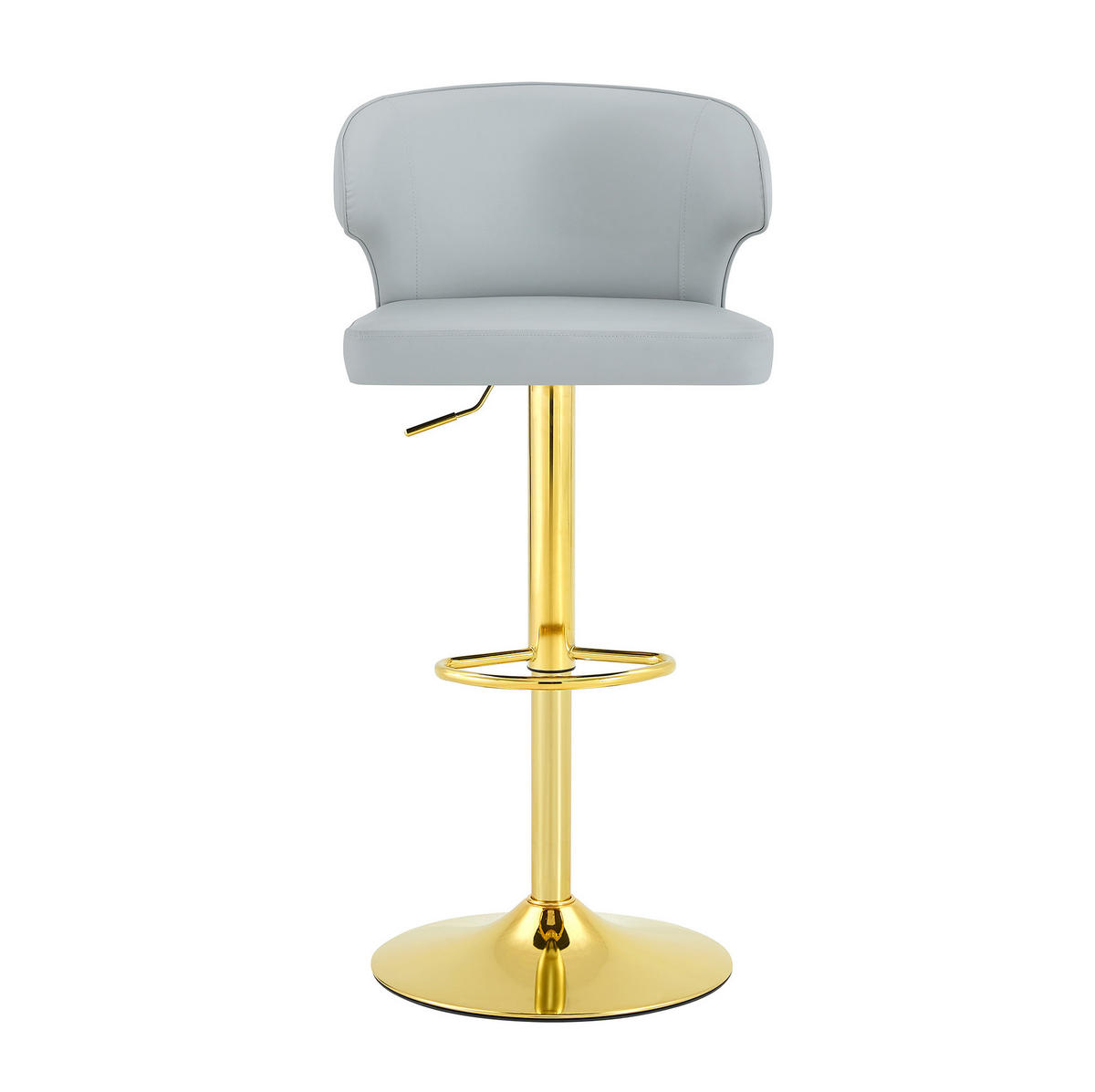 BARHOCKER 2er-Set höhenverstellbar drehbar PU Light Gray - Hellgrau, Metall (45/110/49.7cm) - Meubliv