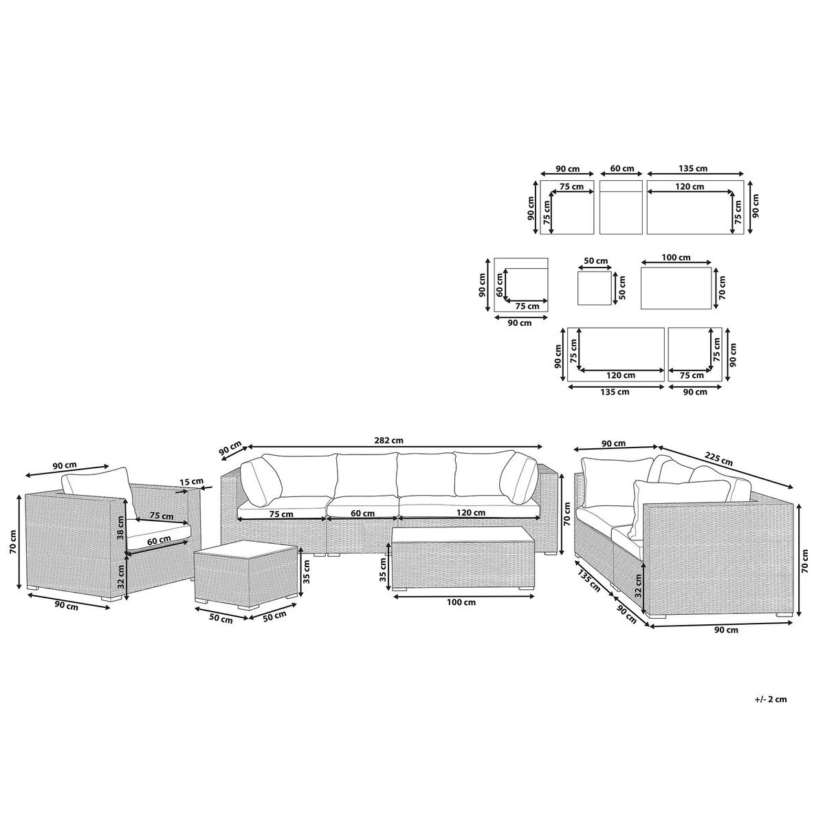 LOUNGE-SET grau modular Maestro - Grau, Kunststoff - Beliani